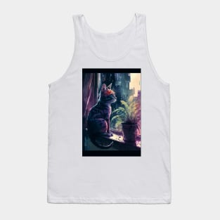 Lofi Cyberpunk Cat Tank Top